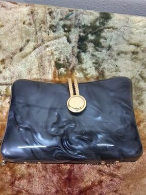 Y&S Original Tortoise dark gray color Evening Purse With Detachable Straps